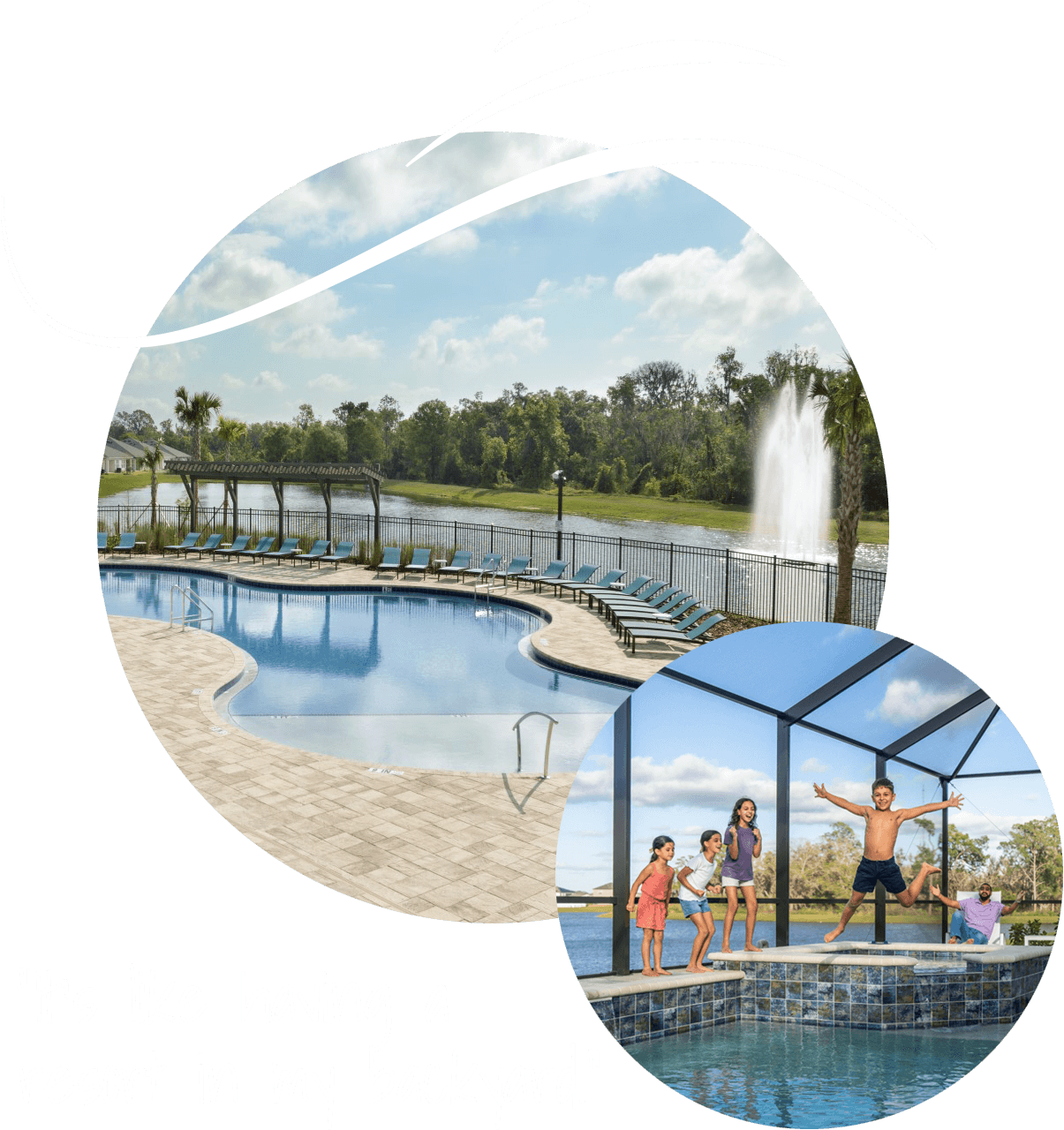 Crosswind pool amenities with two kids having fun in pool of crosswind home